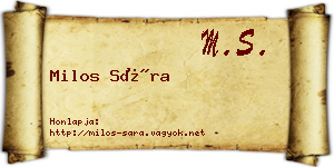Milos Sára névjegykártya